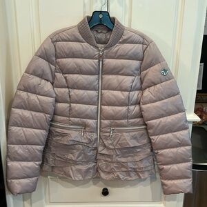 NWOT! TAHARI light lavender Ruffled Puffer Jacket